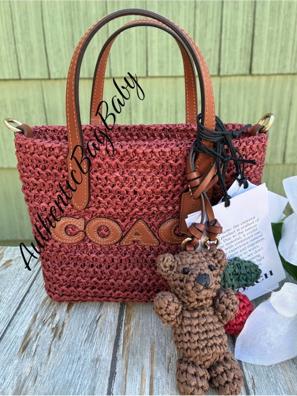 Coach City Mini Tote Bag In Straw
With Charms Purse